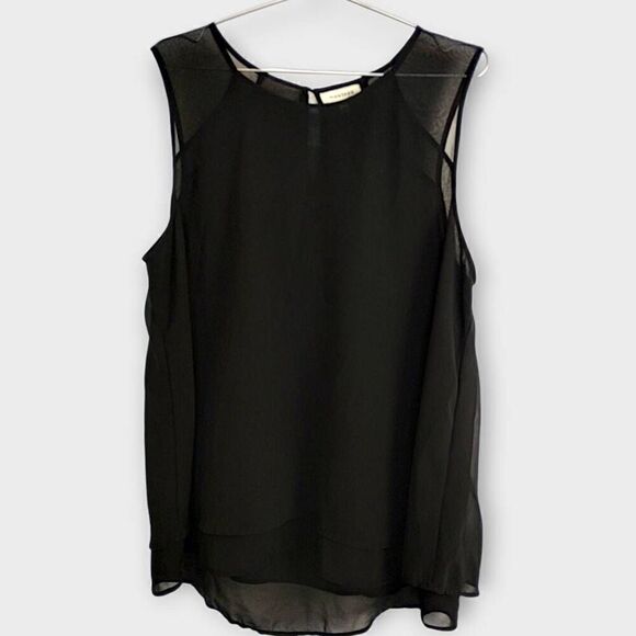 Monteau Womens Top Sz‎ 1X Black Semisheer Chiffon Tank Layers Witchy Whimsicore - Picture 1 of 11
